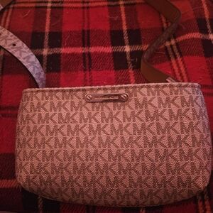 Michael Kors White and Gray Monogram Crossbody Bag